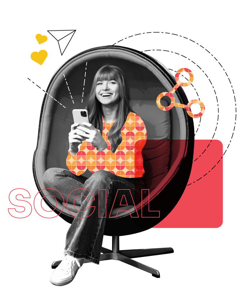 Visuel d'une femme avec un téléphone illustrant les social ads